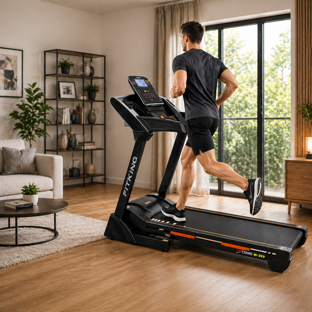 Fitking W-599 3.5HP Motorized Treadmill | 18 km/h Speed, Auto Incline, 7” Smart LCD