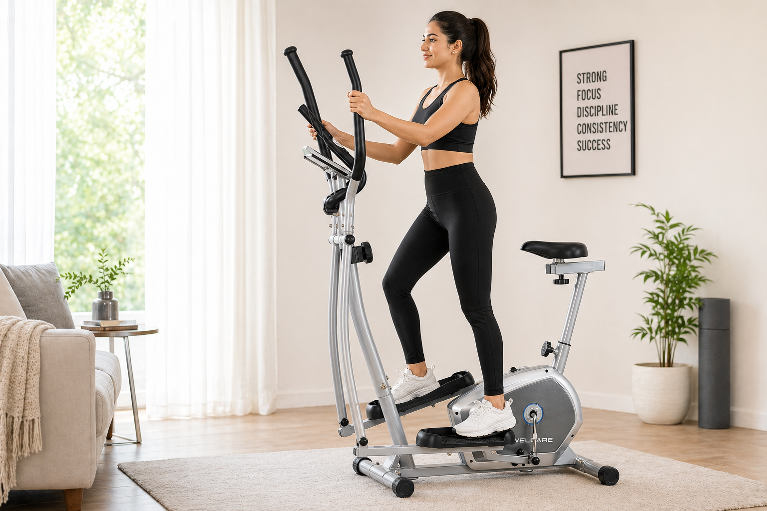 WC6044 Elliptical Trainer with 8-Level Magnetic Resistance & LCD Display