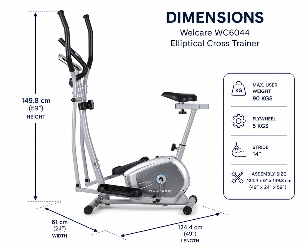 WC6044 Elliptical Trainer with 8-Level Magnetic Resistance & LCD Display