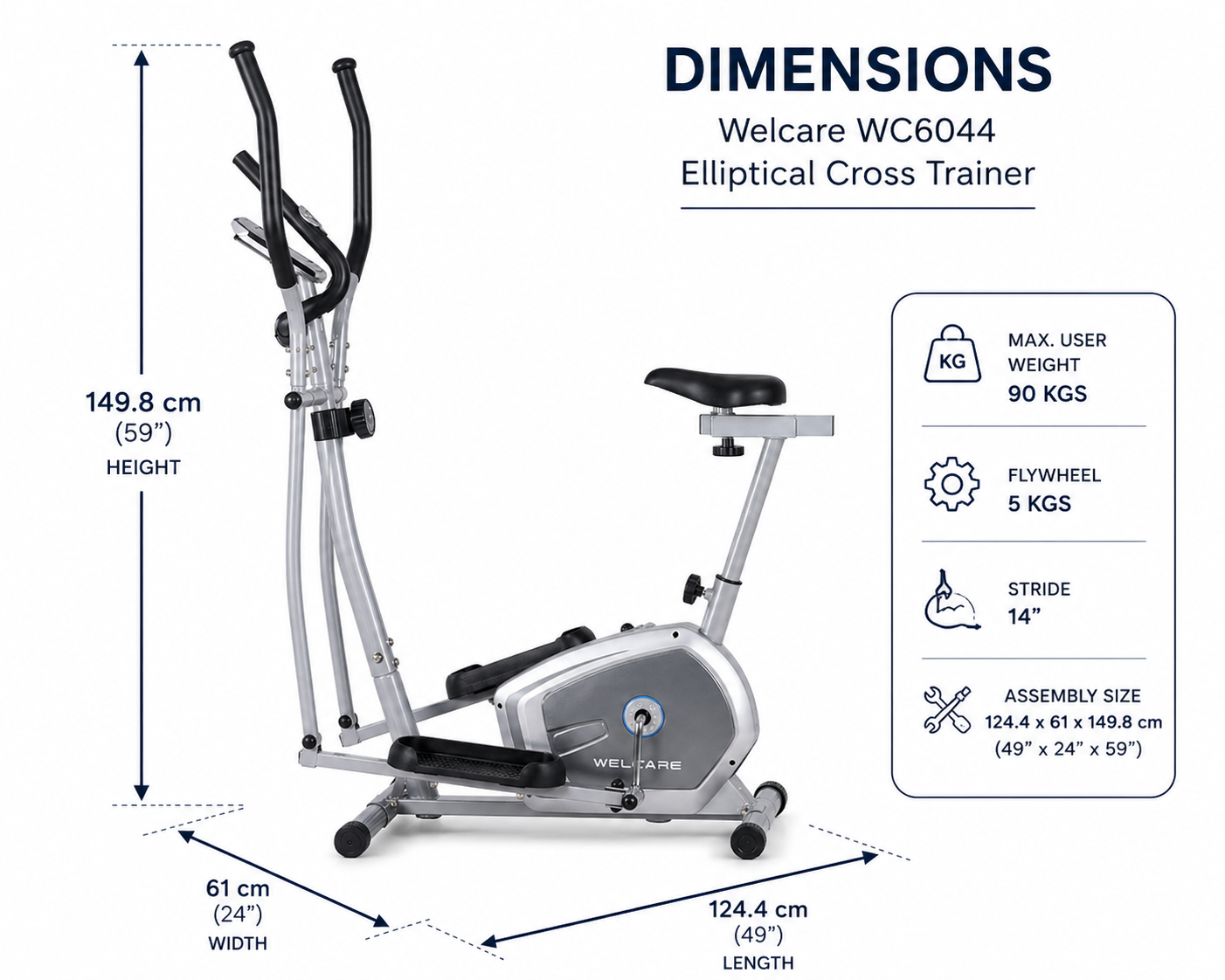 WC6044 Elliptical Trainer with 8-Level Magnetic Resistance & LCD Display