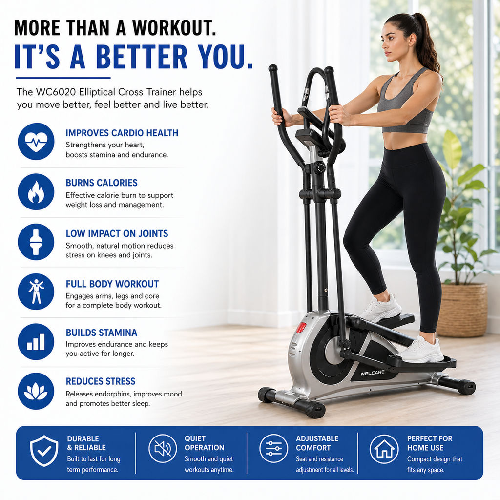 WC6020 Elliptical Cross Trainer – Magnetic Resistance Home Fitness Machine