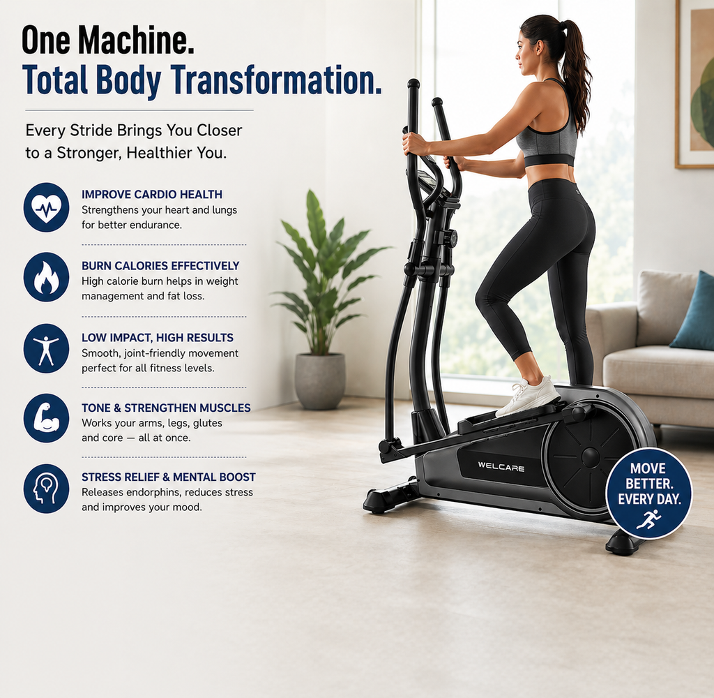 WC6222 Smart Magnetic Cross Trainer – Smooth 10kg Flywheel with Bluetooth Connectivity