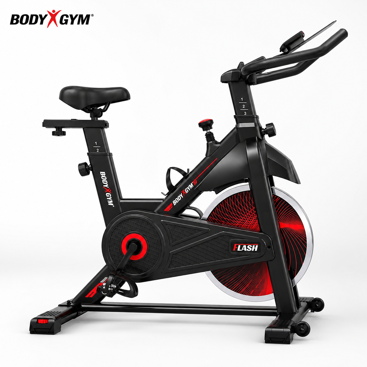 Body Gym Flash Spin Bike with 10kg Flywheel, LCD Display & Adjustable Seat