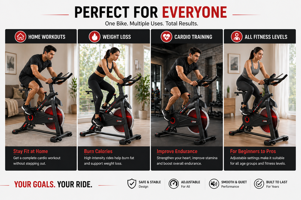 Body Gym Flash Spin Bike with 10kg Flywheel, LCD Display & Adjustable Seat