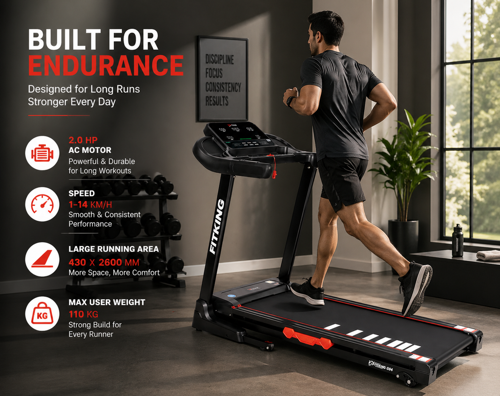 Fitking W-304 2.0HP Motorized Treadmill | Foldable Home Gym Running Machine