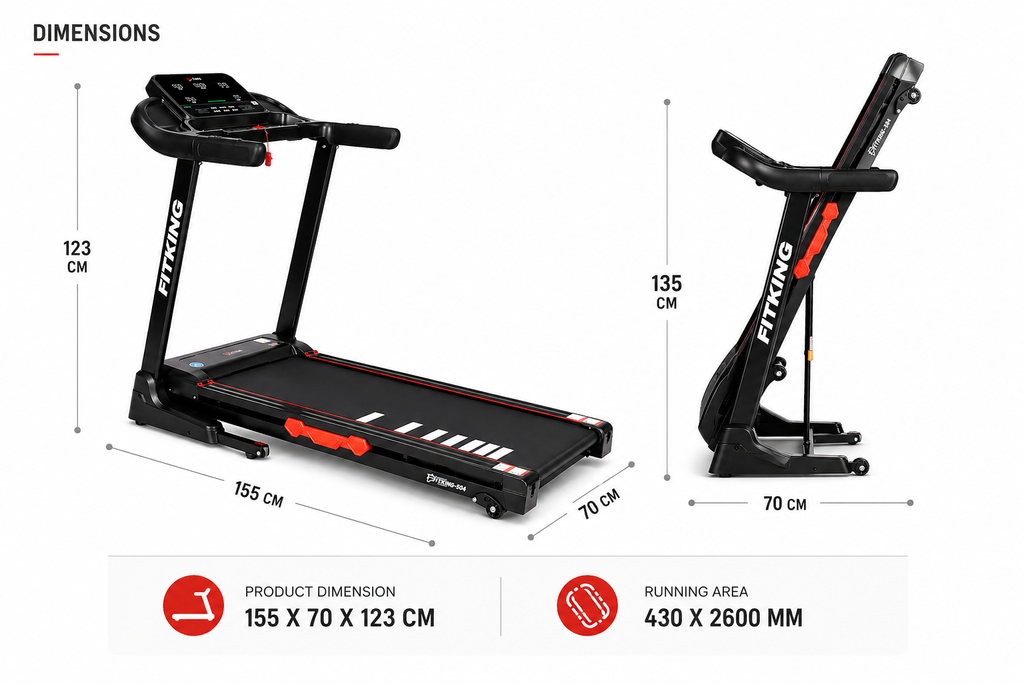 Fitking W-304 2.0HP Motorized Treadmill | Foldable Home Gym Running Machine