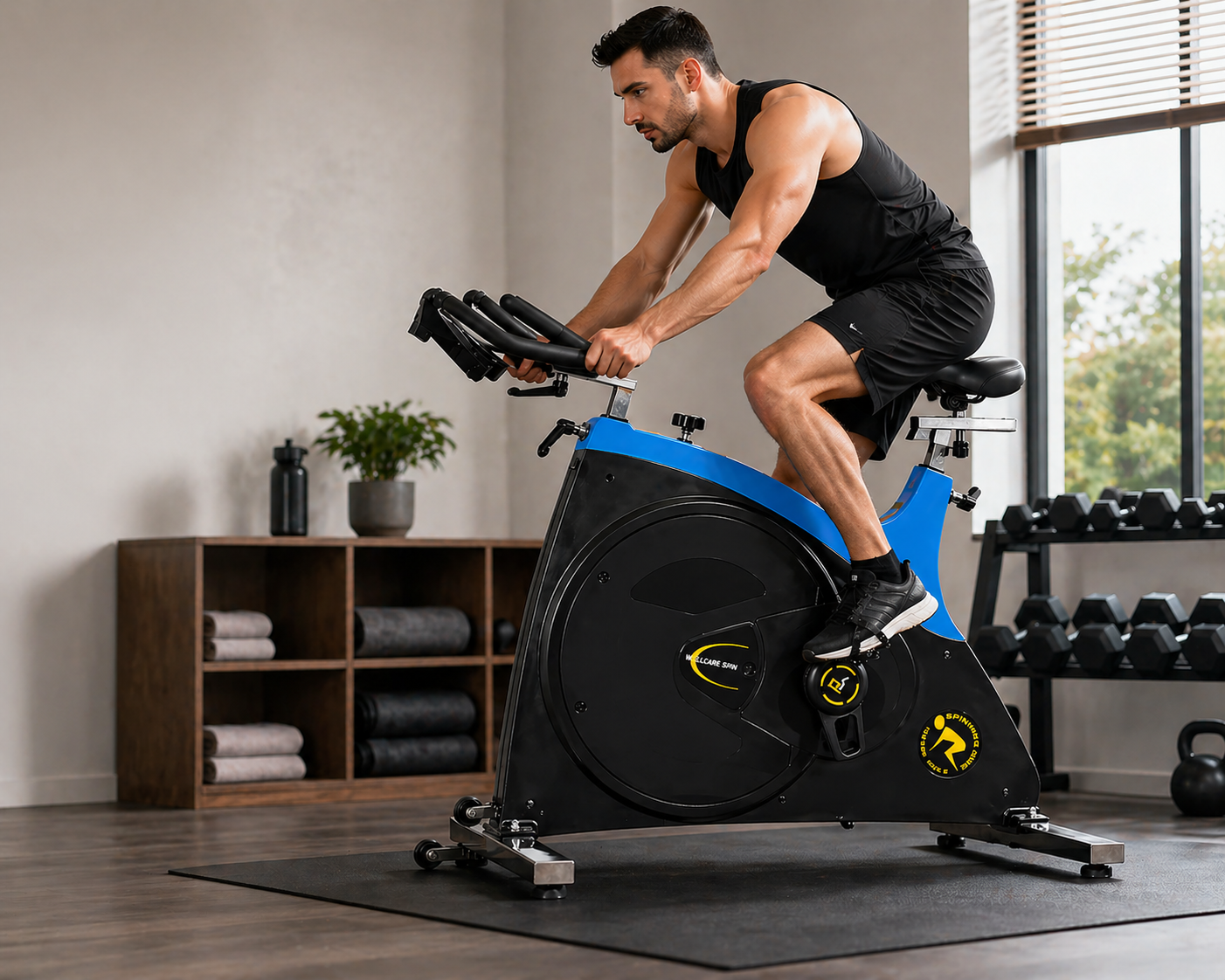 Welcare WC 4301 Spin Bike with 25kg Flywheel, Commercial Grade & Adjustable Seat