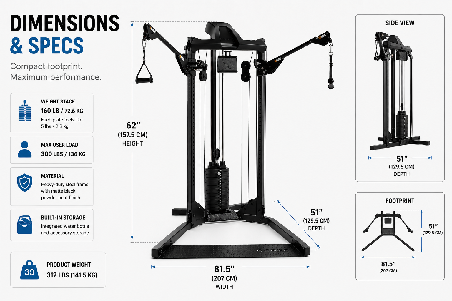 Centr 1 Functional Trainer – Complete Home Gym with Dual Pulley & Adjustable Arms