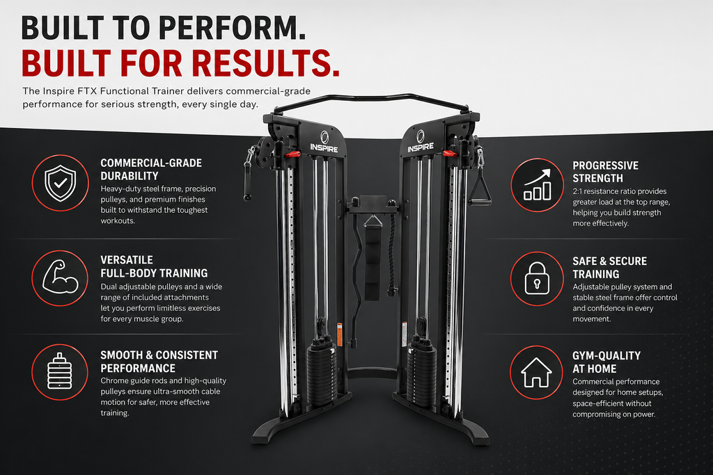Inspire FTX Functional Trainer with Dual 75kg Weight Stacks & Adjustable Pulley System