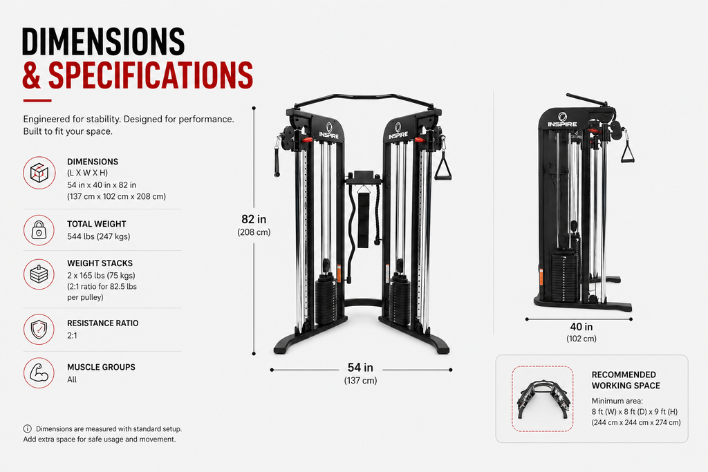 Inspire FTX Functional Trainer with Dual 75kg Weight Stacks & Adjustable Pulley System