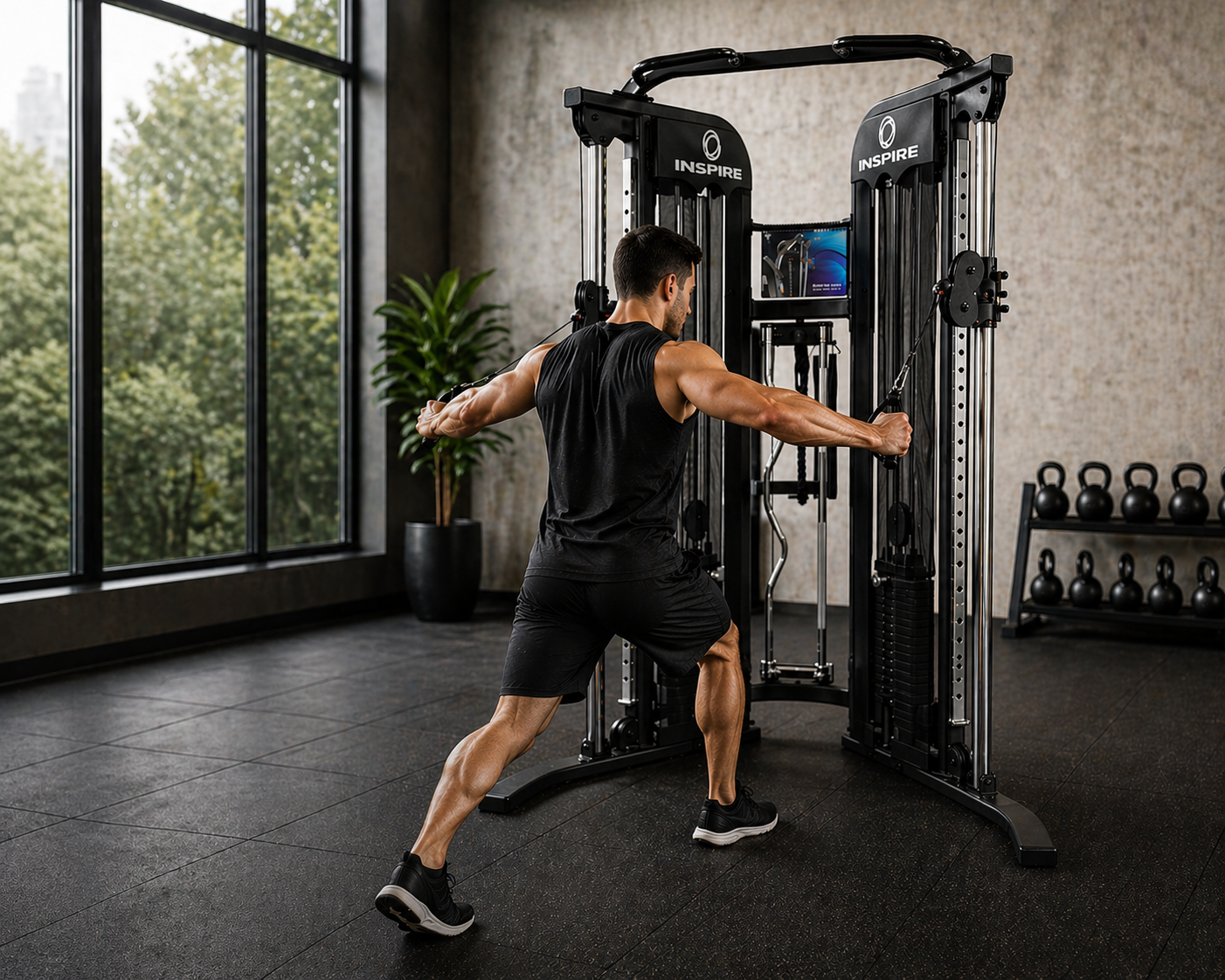 Inspire FT1 Functional Trainer with Dual 75kg Weight Stacks & Adjustable Pulley System