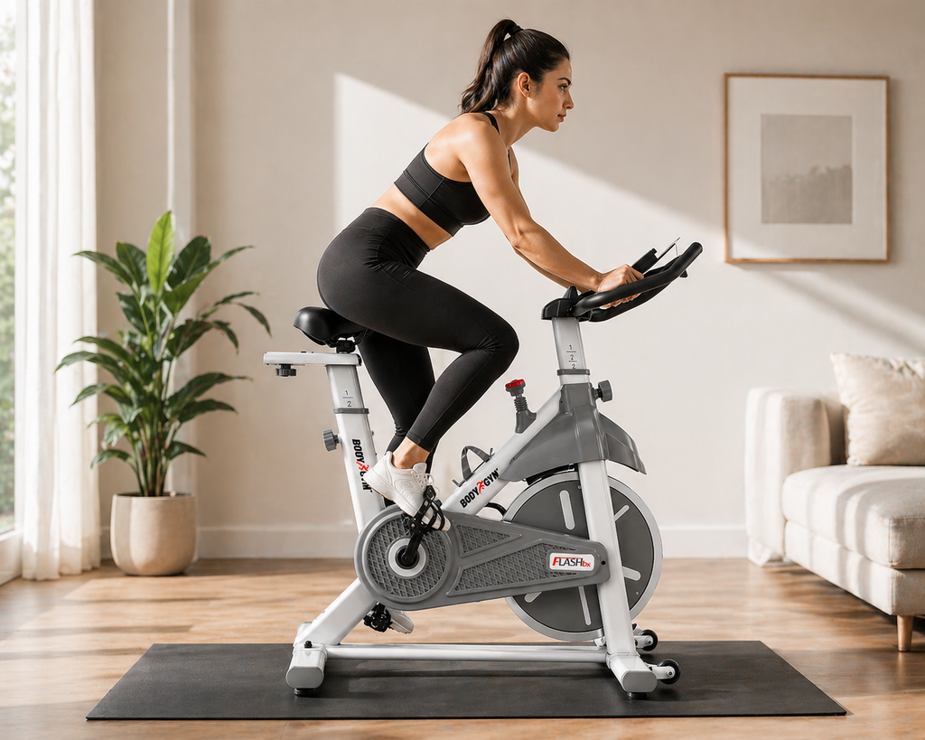 Body Gym Flash DX Spin Bike with 13kg Flywheel, LCD Display & Adjustable Seat