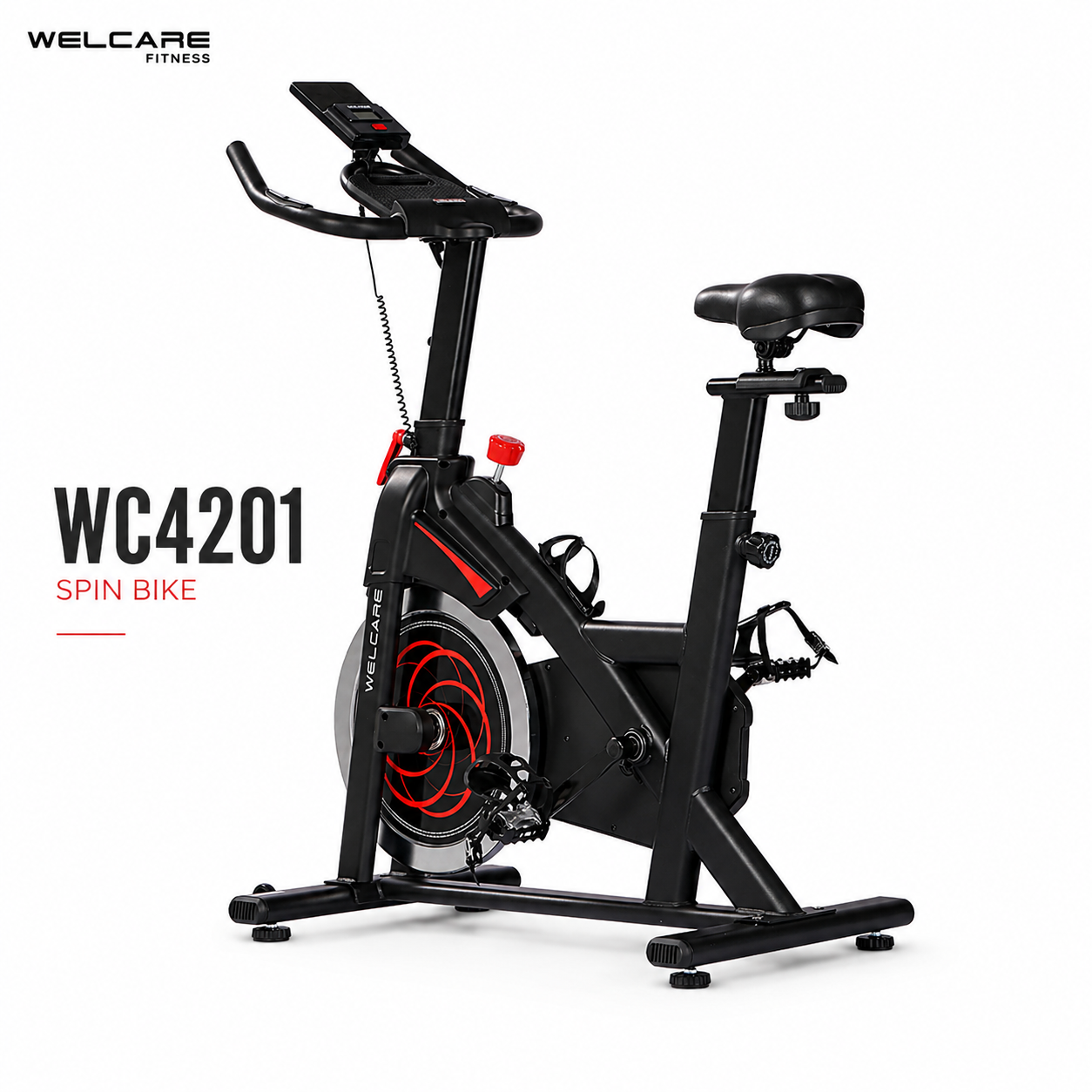 Welcare WC 4201 Spin Bike with 6kg Flywheel, LED Display & 8-Level Resistance