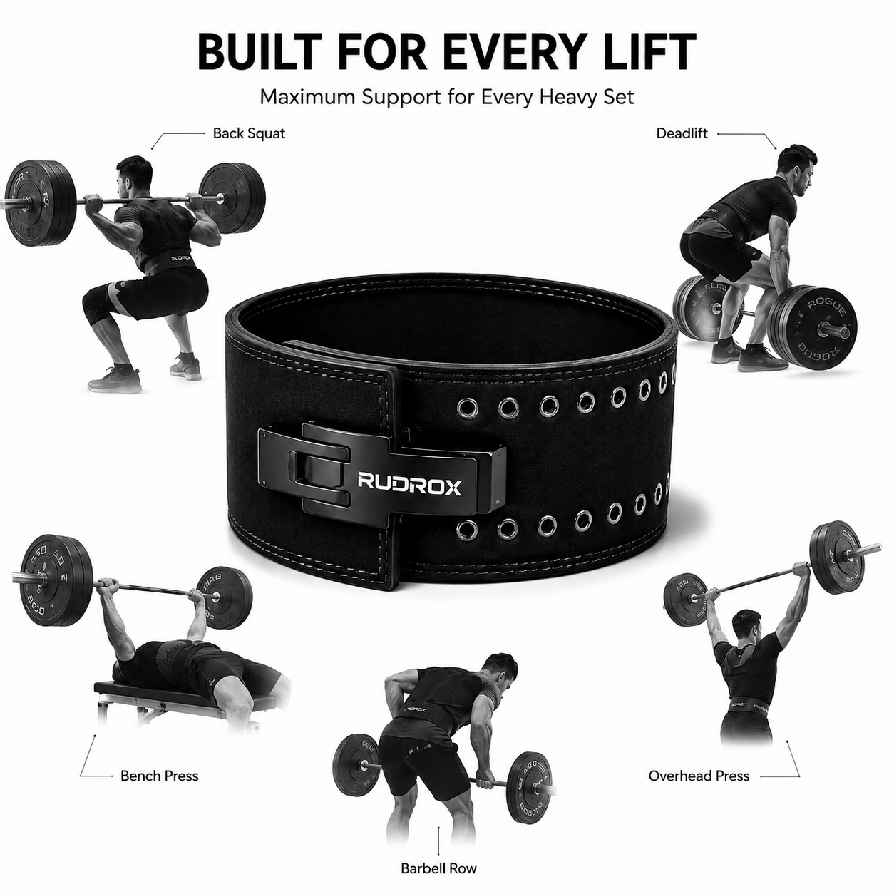 RUDROX Premium Lever Powerlifting Belt