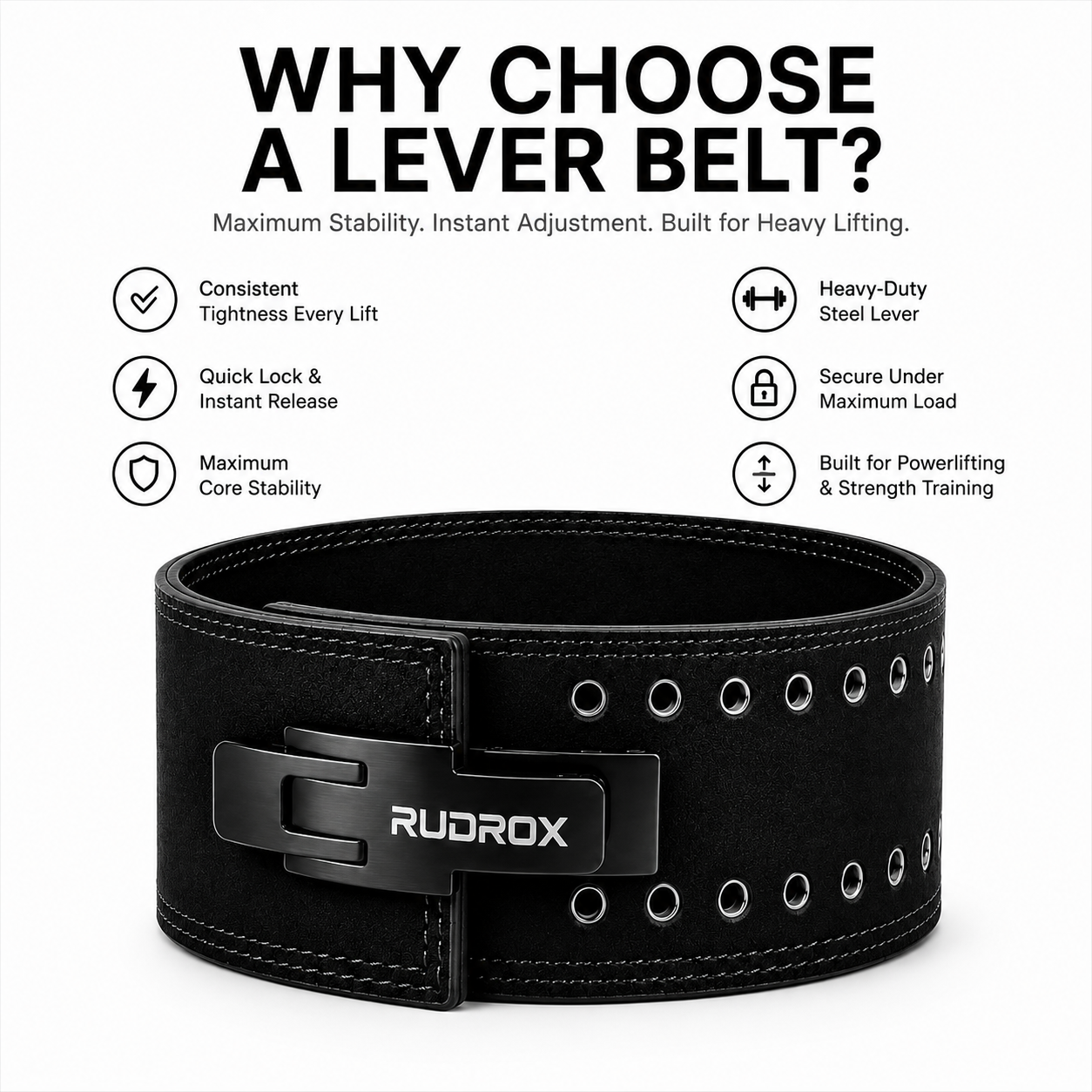 RUDROX Premium Lever Powerlifting Belt
