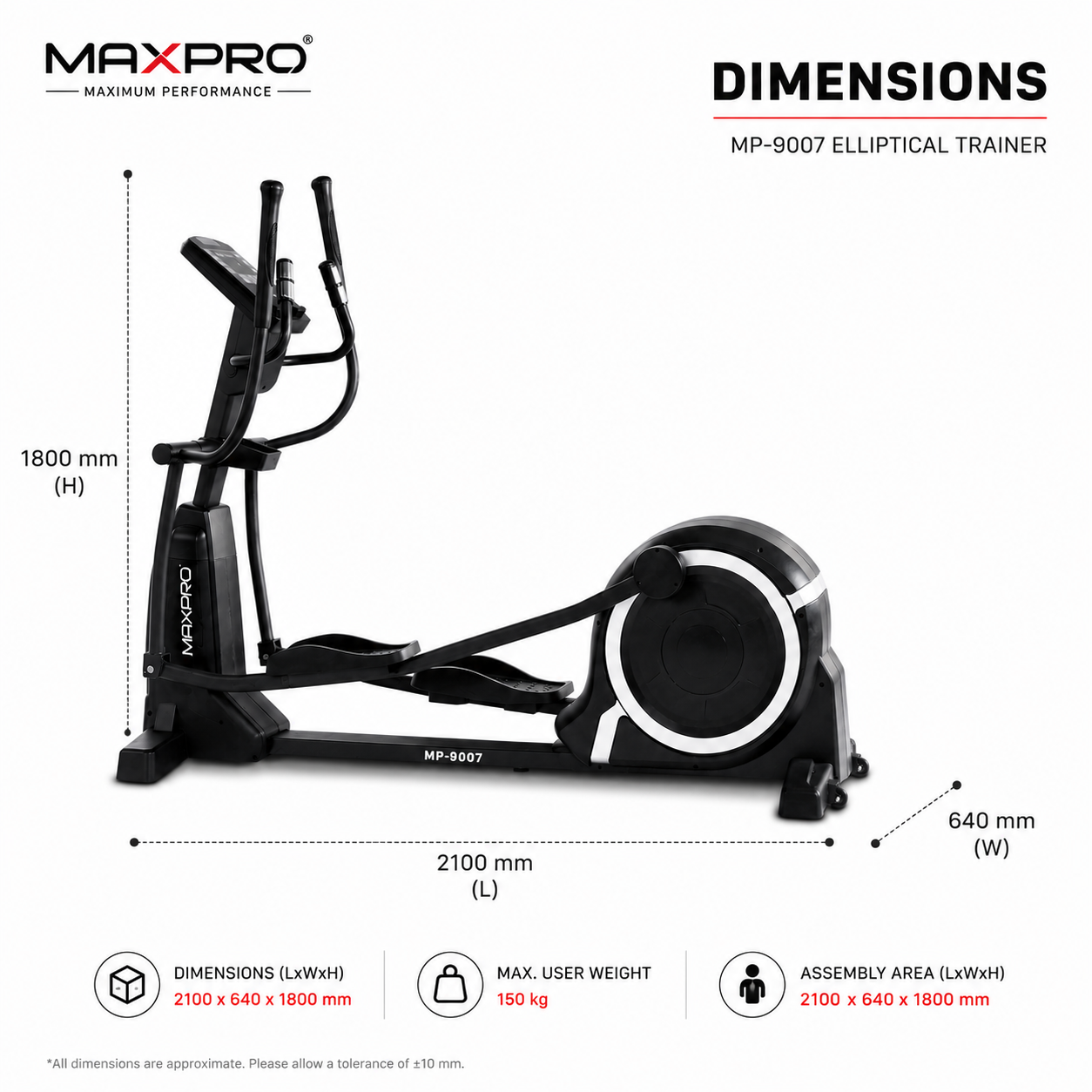 MAXPRO MP9007 Commercial Elliptical Trainer with 32-Level Auto Resistance & LED Display