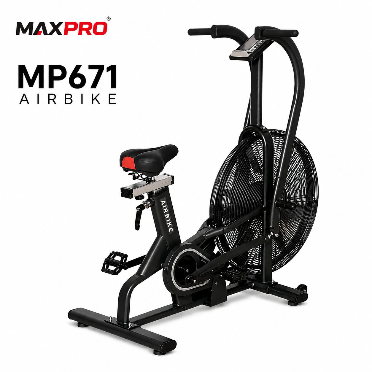 MAXPRO MP671 Commercial Air Bike | Unlimited Air Resistance | Full-Body Cardio Trainer