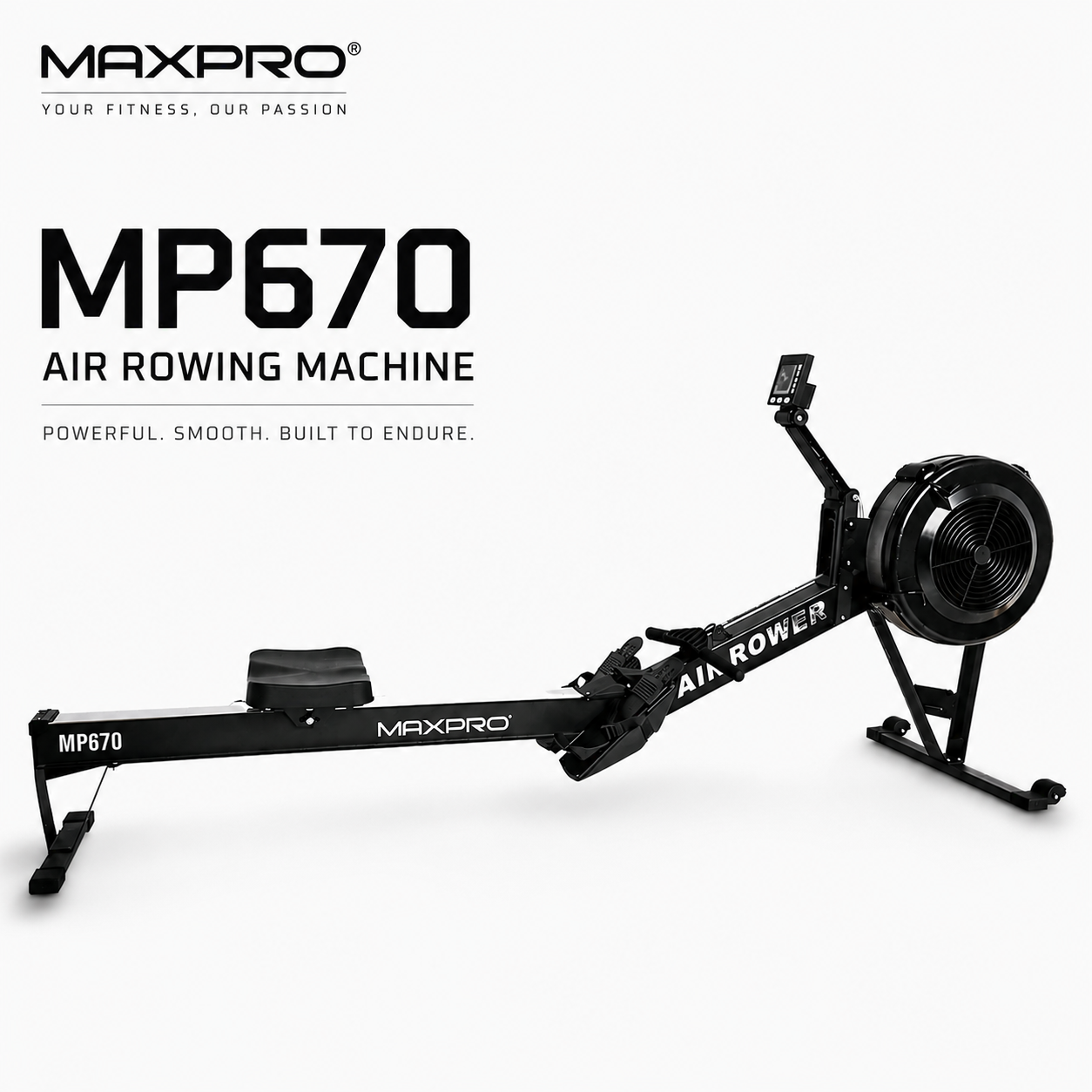 MAXPRO MP670 Commercial Air Rower | 10-Level Wind Resistance Rowing Machine