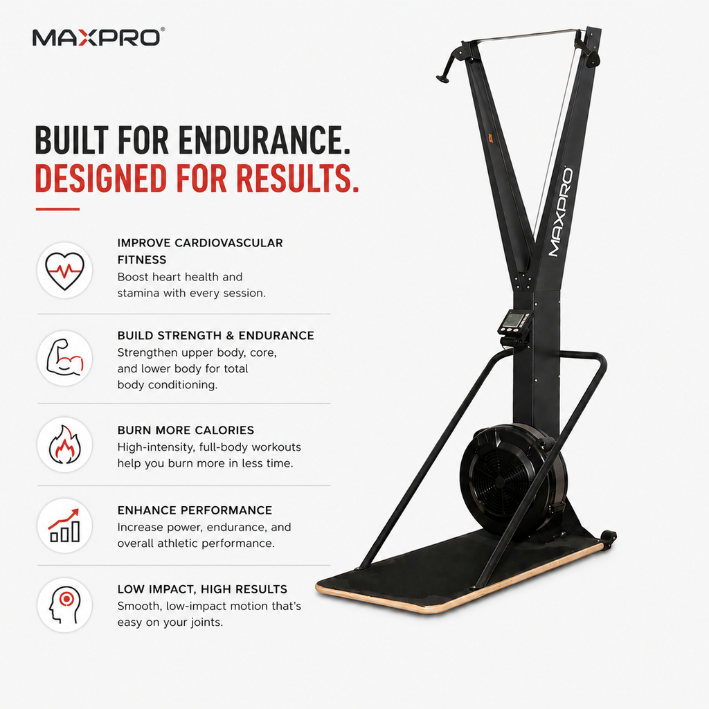 MAXPRO MP672 Commercial SkiErg Machine | 10-Level Wind Resistance Trainer