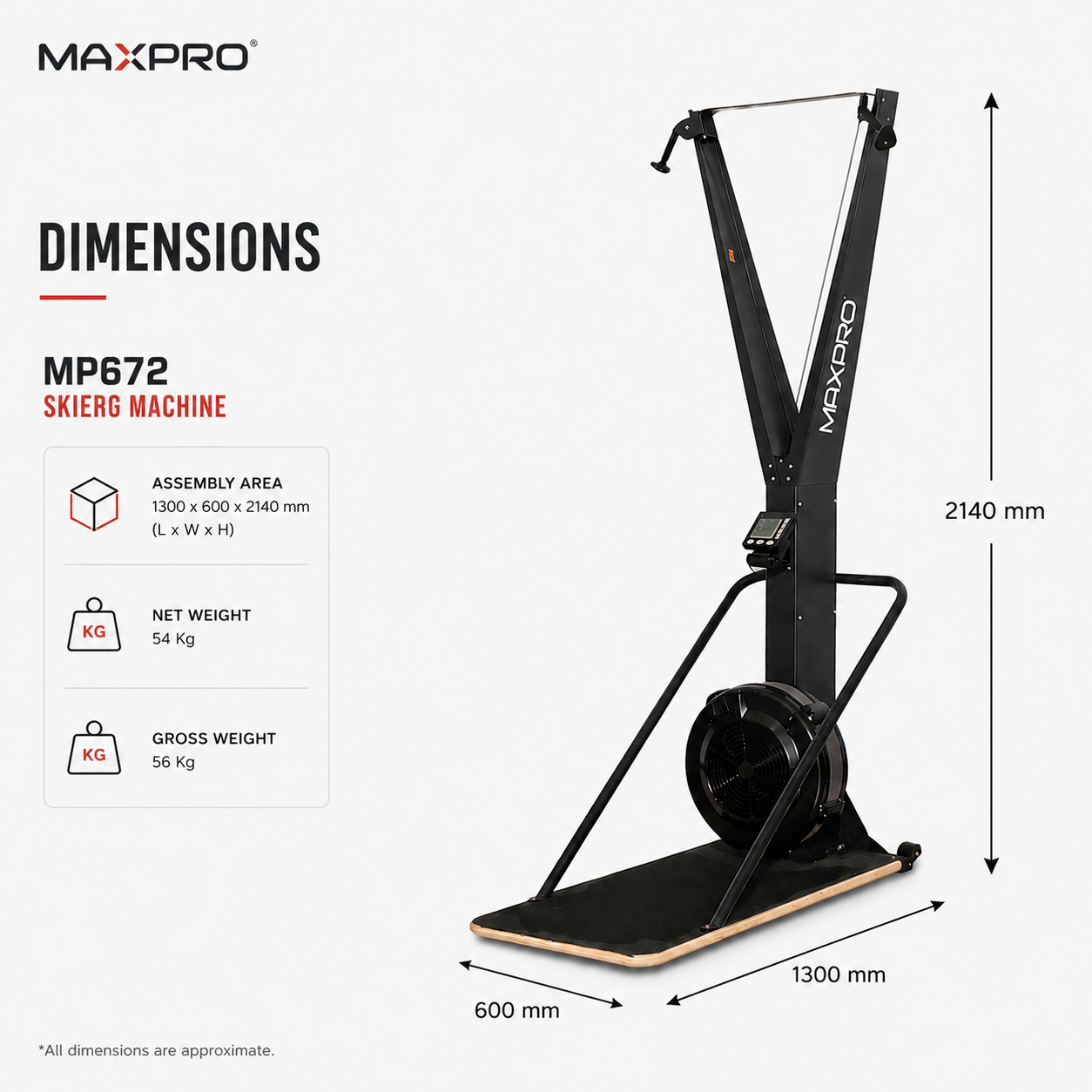 MAXPRO MP672 Commercial SkiErg Machine | 10-Level Wind Resistance Trainer