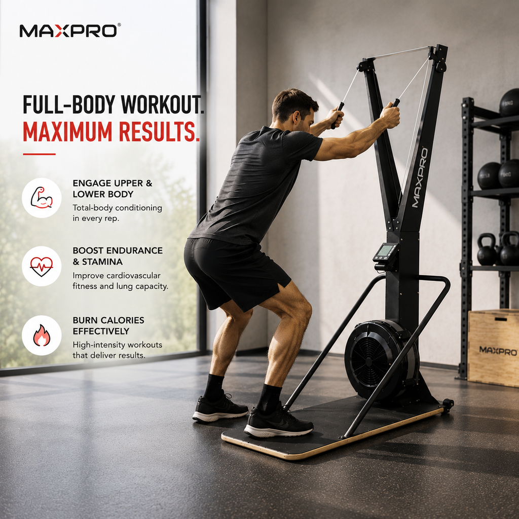 MAXPRO MP672 Commercial SkiErg Machine | 10-Level Wind Resistance Trainer