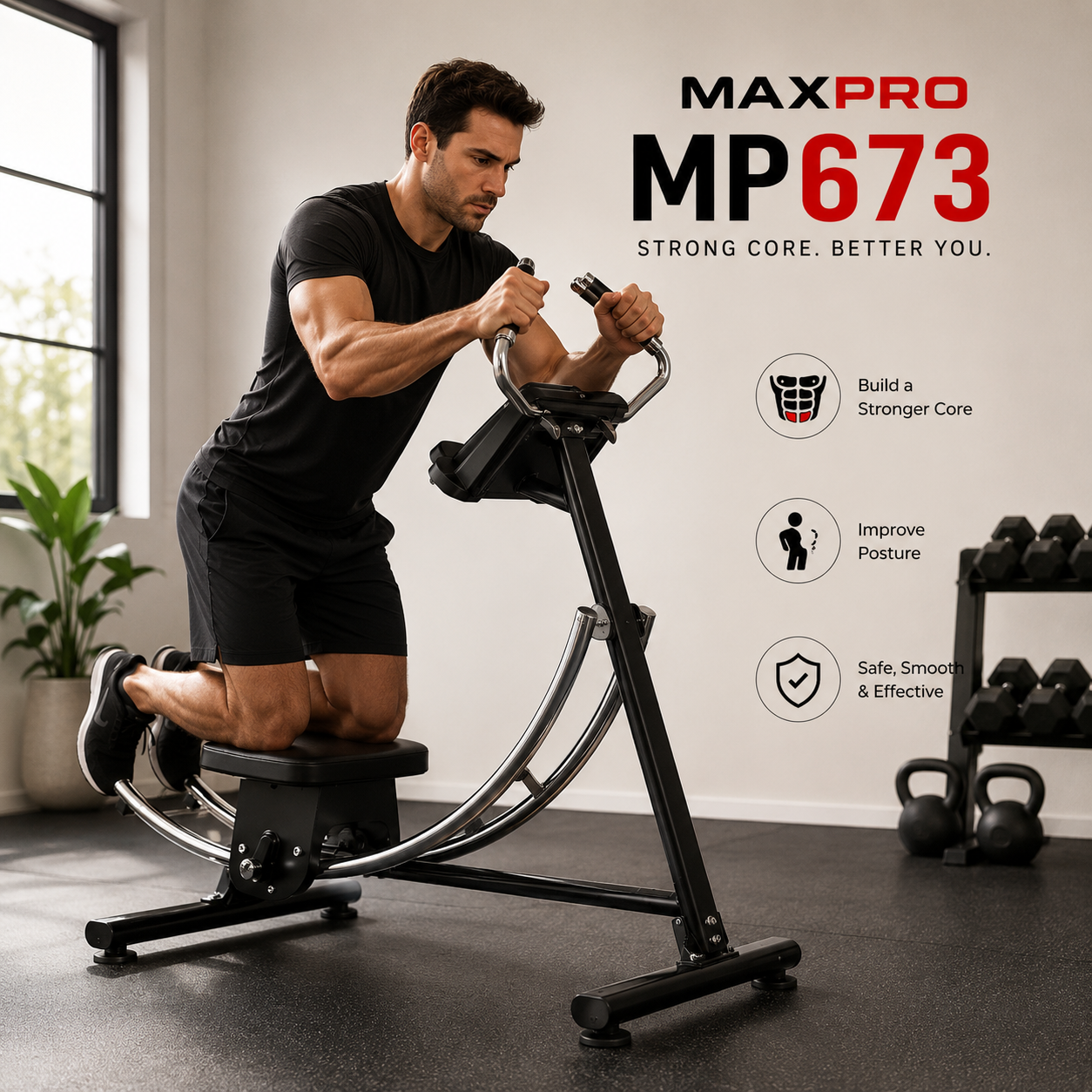 MAXPRO MP673 Commercial Ab Coaster | Core & Abdominal Training Machine