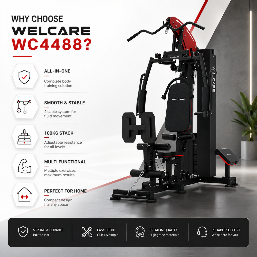 WELCARE WC4488 Multi-Station Home Gym | 100 kg Weight Stack | Full Body Workout Machine