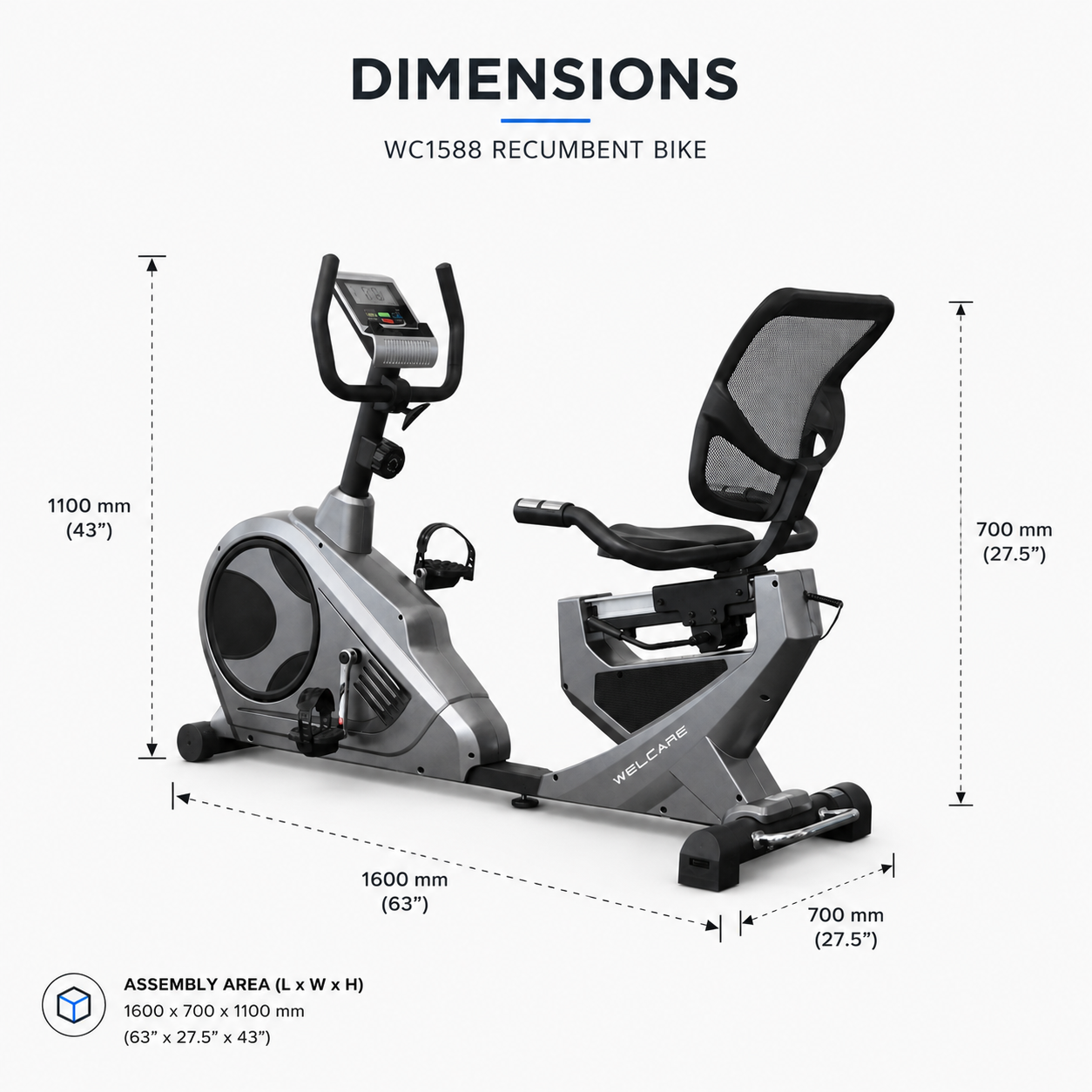 Welcare WC1588 Recumbent Bike with 10 Kg Flywheel & 8-Level Magnetic Resistance
