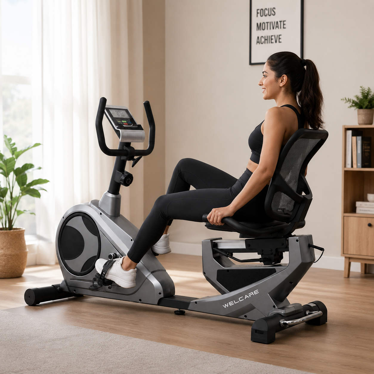 Welcare WC1588 Recumbent Bike with 10 Kg Flywheel & 8-Level Magnetic Resistance