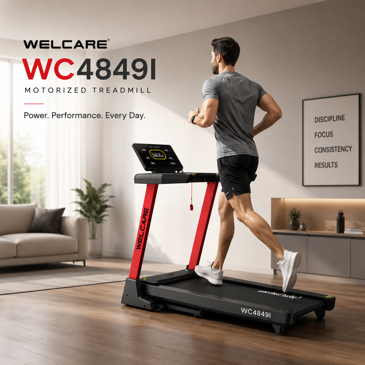 WELCARE WC4849I Motorized Treadmill with 15-Level Auto Incline & Bluetooth Connectivity