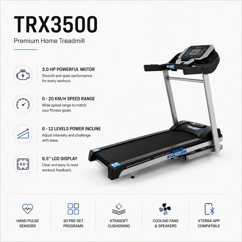 XTERRA TRX3500 Motorized Treadmill with 3.0 HP Motor & 12-Level Power Incline