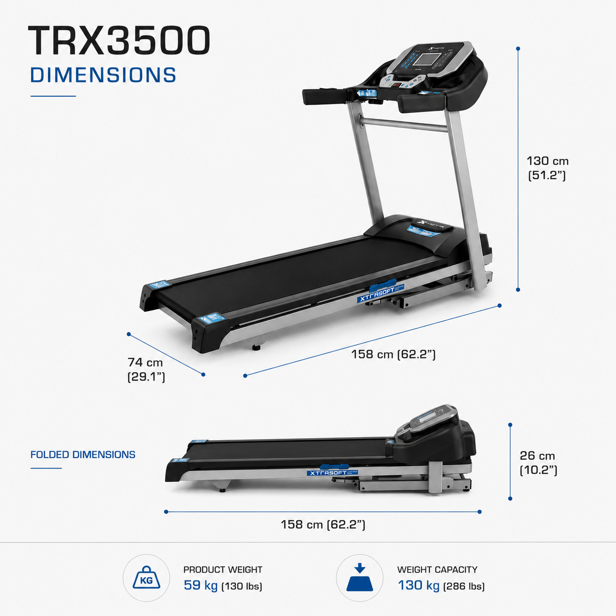 XTERRA TRX3500 Motorized Treadmill with 3.0 HP Motor & 12-Level Power Incline