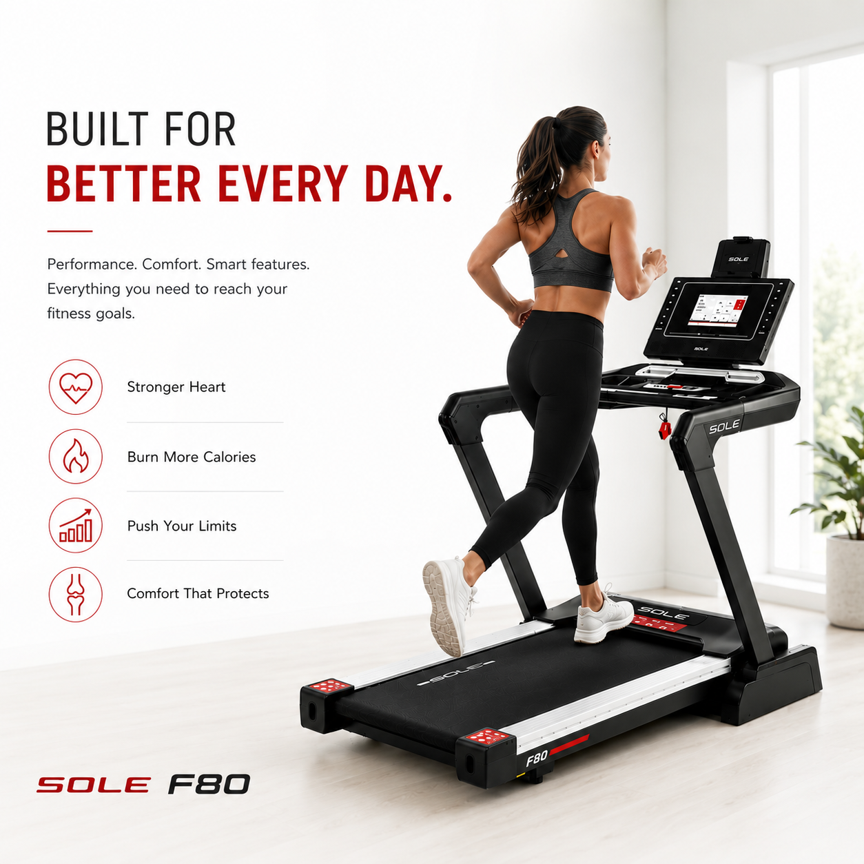 Sole F80 Motorised Treadmill with 3.5HP Motor & 10.1” Touchscreen Display