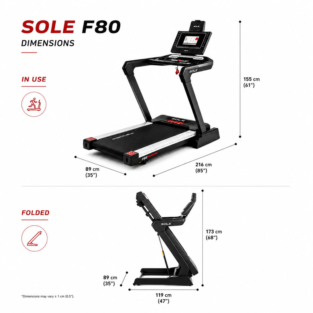 Sole F80 Motorised Treadmill with 3.5HP Motor & 10.1” Touchscreen Display