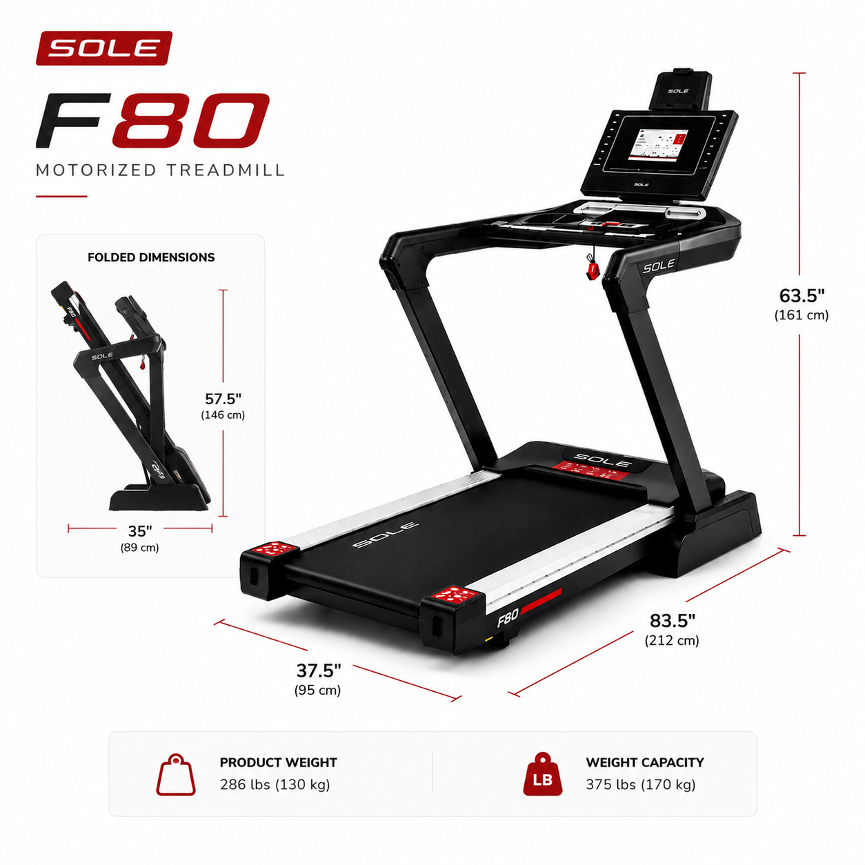 Sole F85 Motorised Treadmill with 4.0 HP Motor & Smart Touchscreen Display