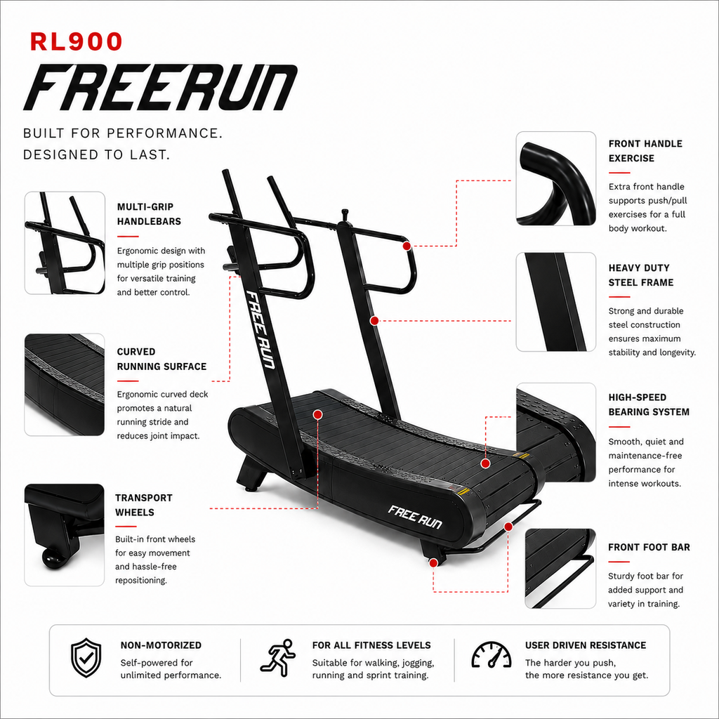 RL900 FREERUN Curved Manual Treadmill with Magnetic Resistance