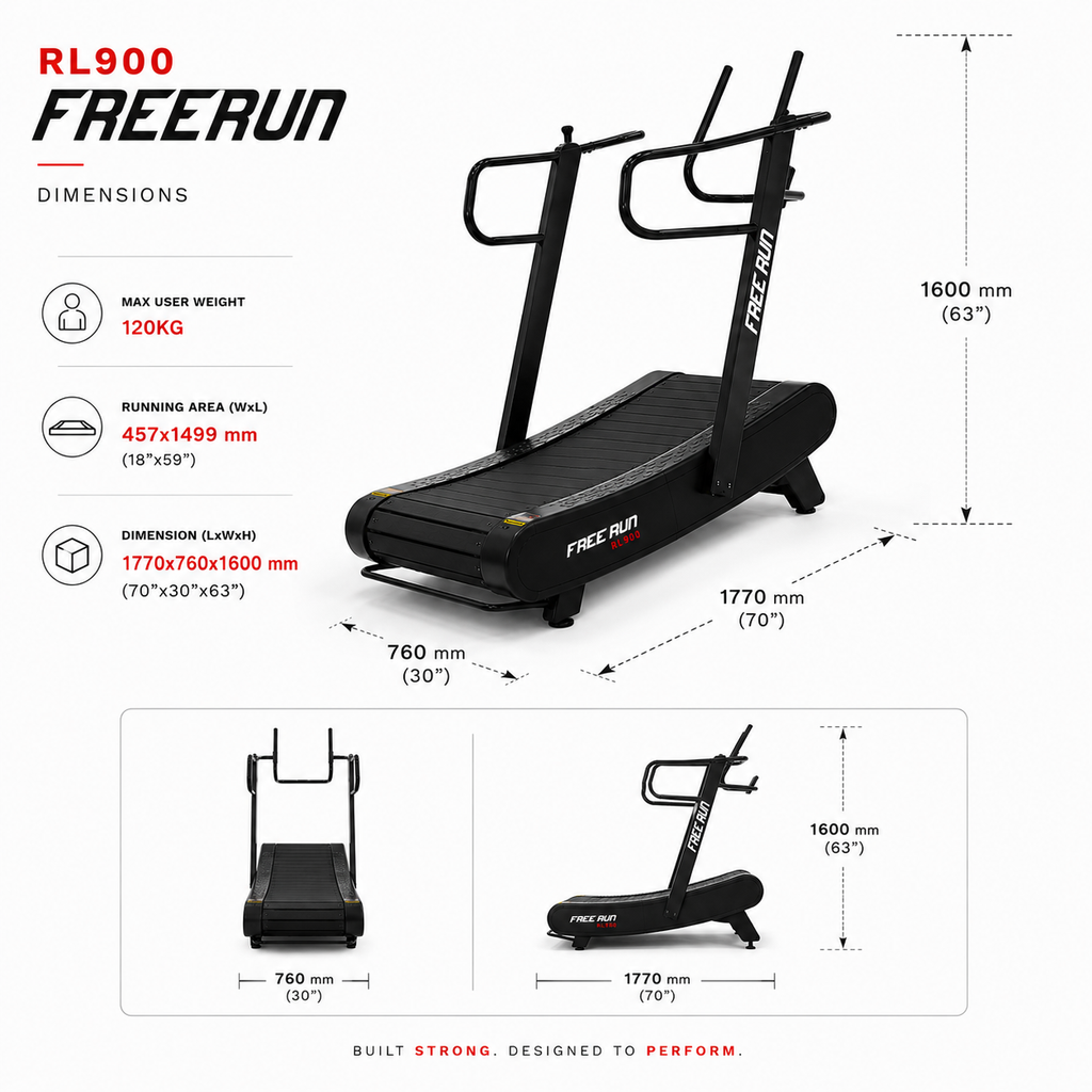 RL900 FREERUN Curved Manual Treadmill with Magnetic Resistance