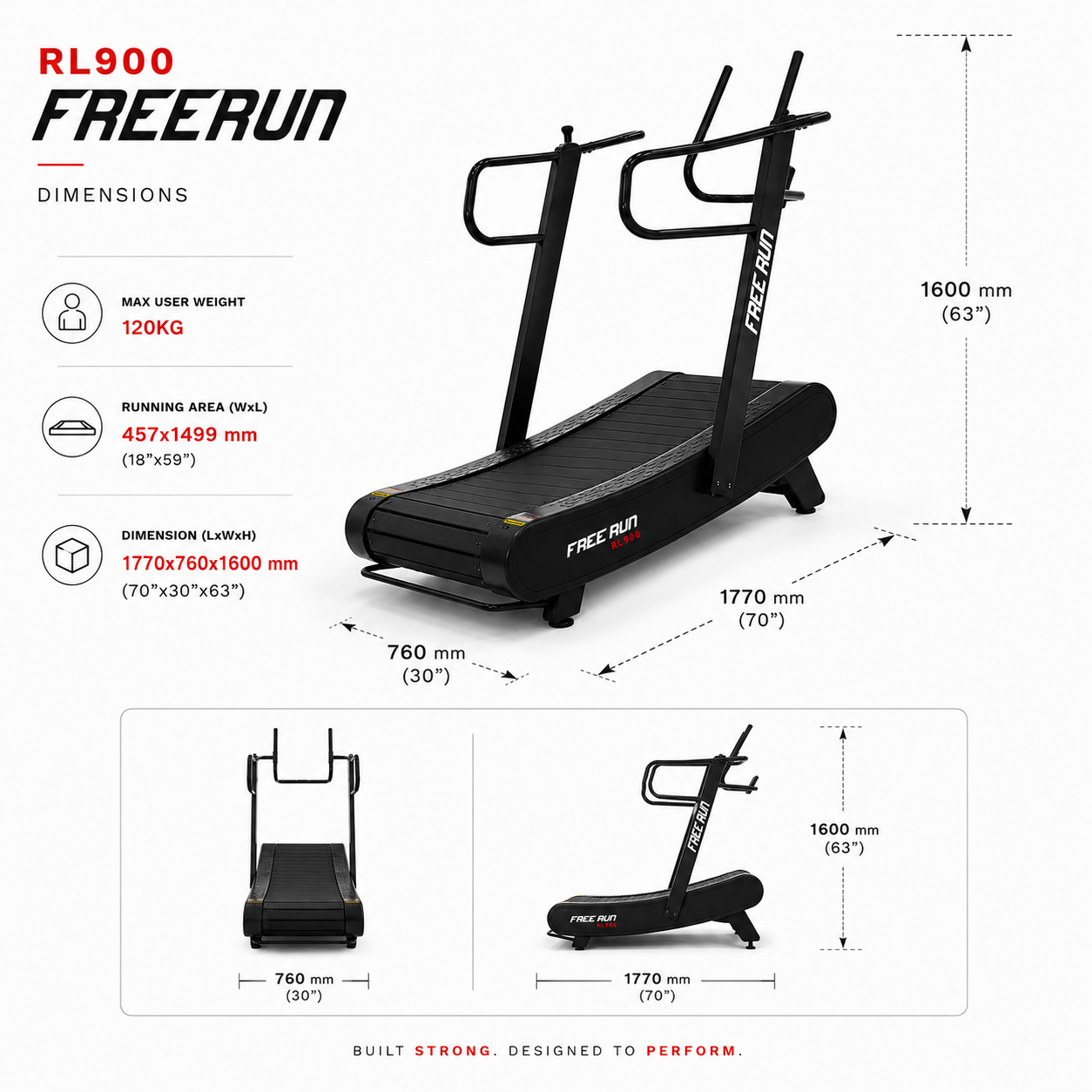 RL900 FREERUN Curved Manual Treadmill with Magnetic Resistance