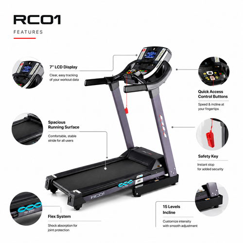 BH Fitness G6162 RC01 Motorized Treadmill for Home Cardio & Fitness Training