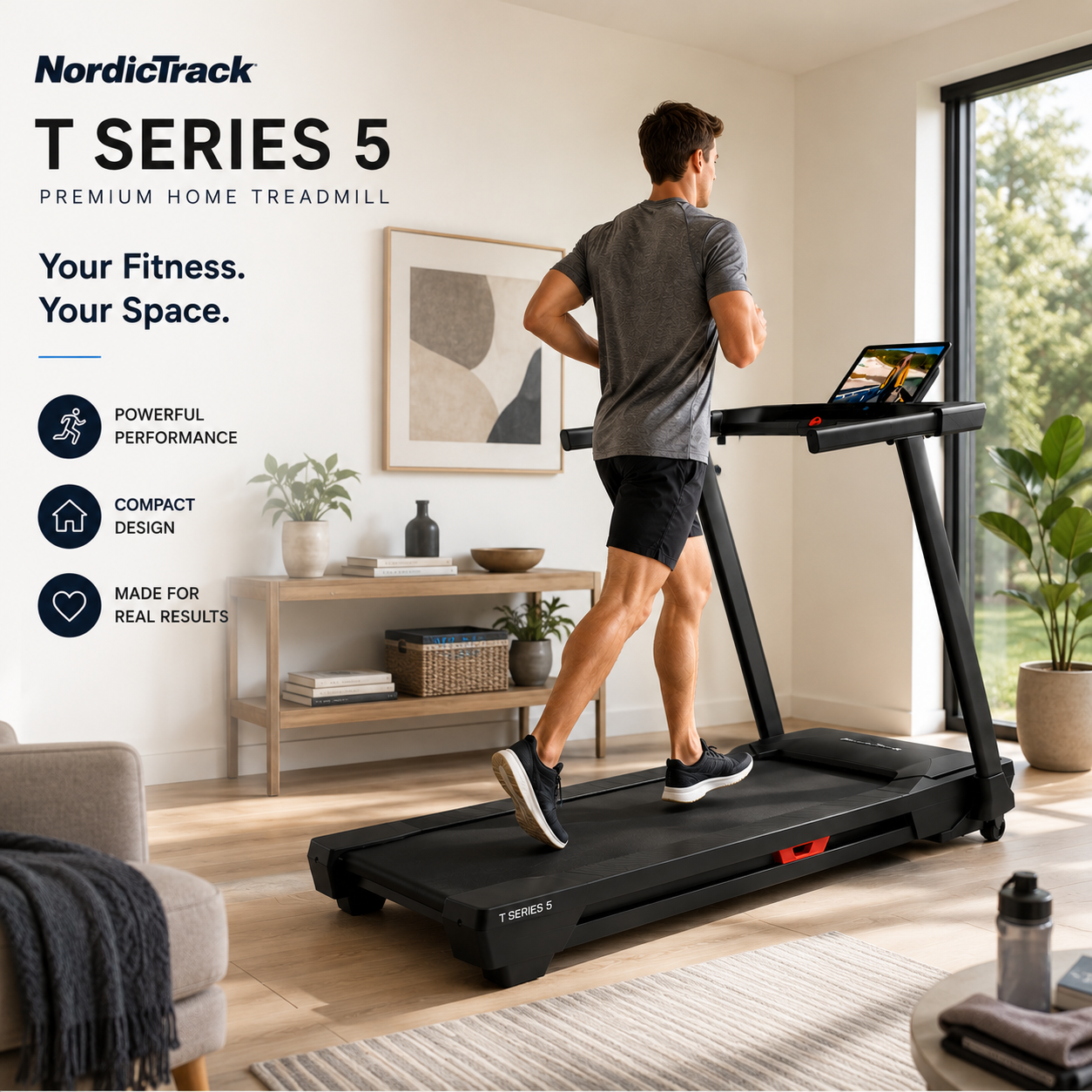 NordicTrack T Series 5 Motorized Treadmill for Smart Home Cardio Training