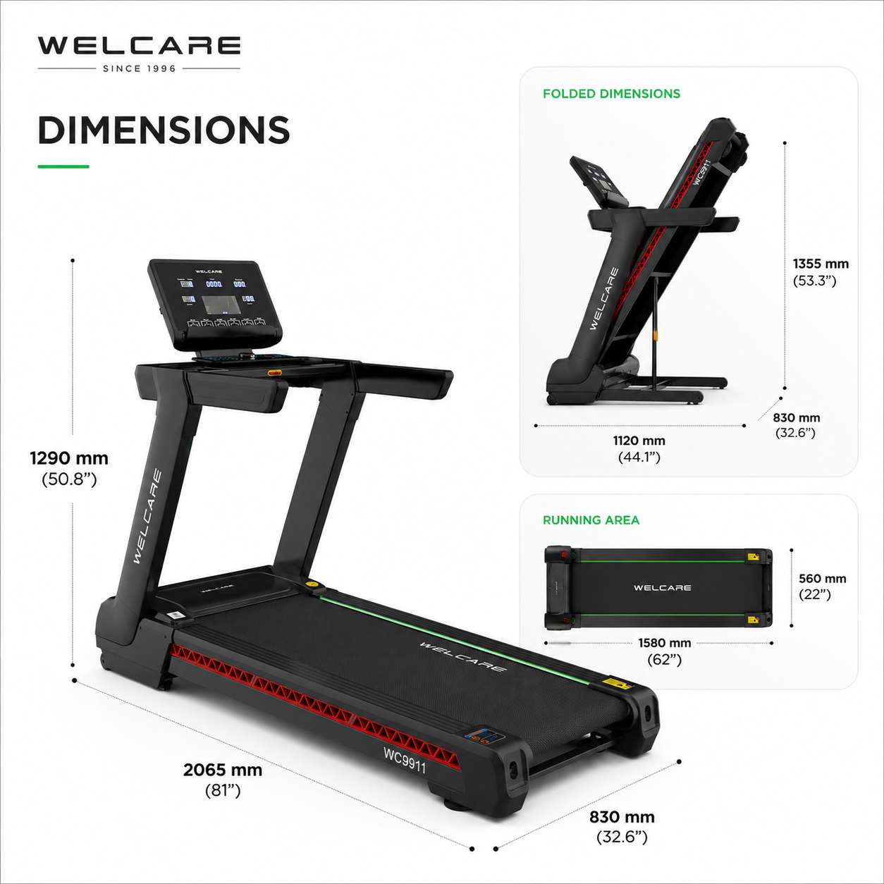WC9911 Motorized Treadmill with 4.0 HP AC Motor & 20-Level Auto Incline
