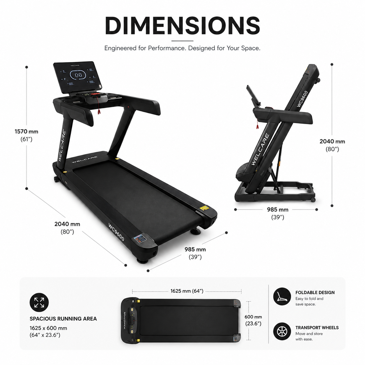 WC9600 Commercial Treadmill with 4.0 HP AC Motor & 20-Level Auto Incline