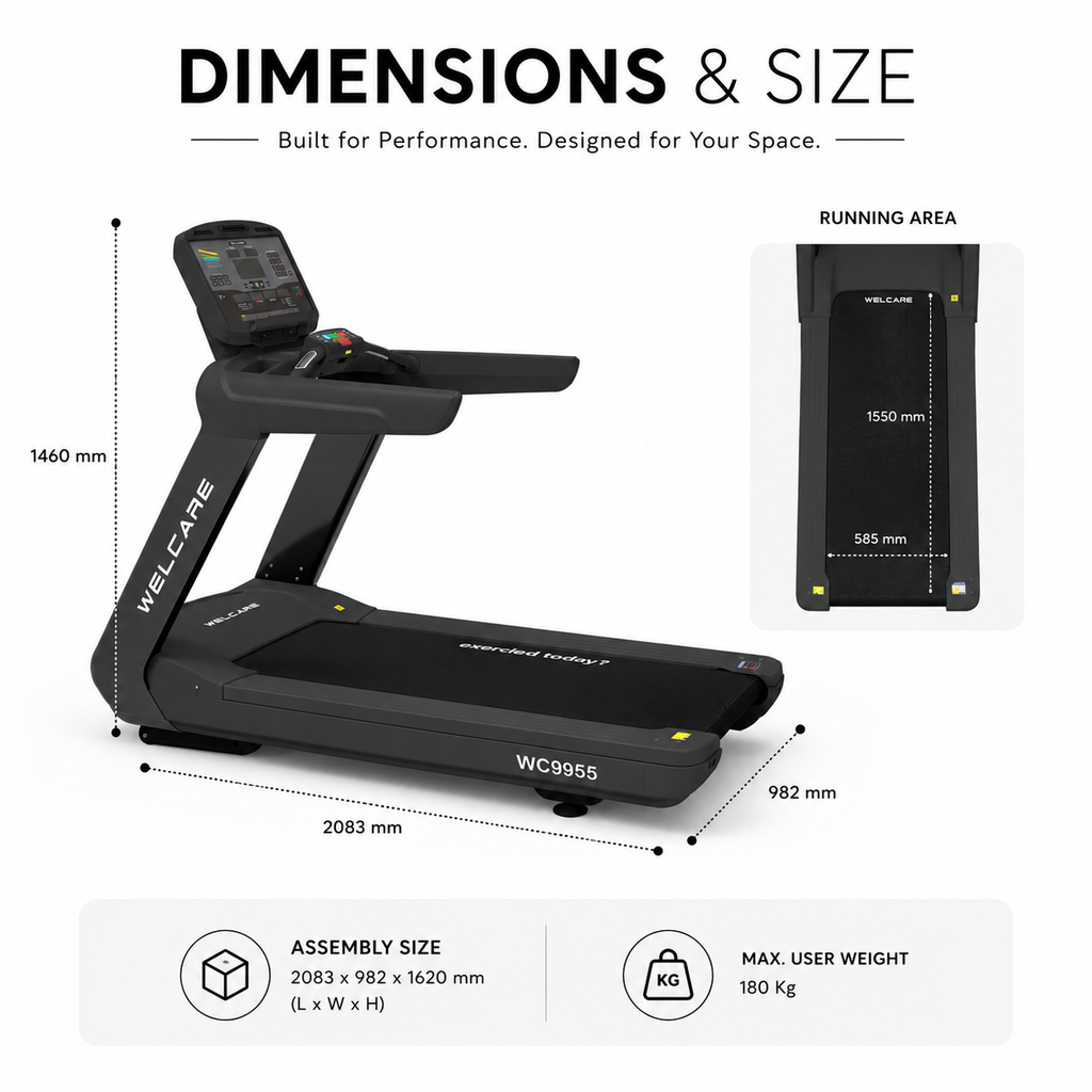 WC9955 Motorized Treadmill with 4.0/8.0 HP AC Motor & 21-Level Auto Incline