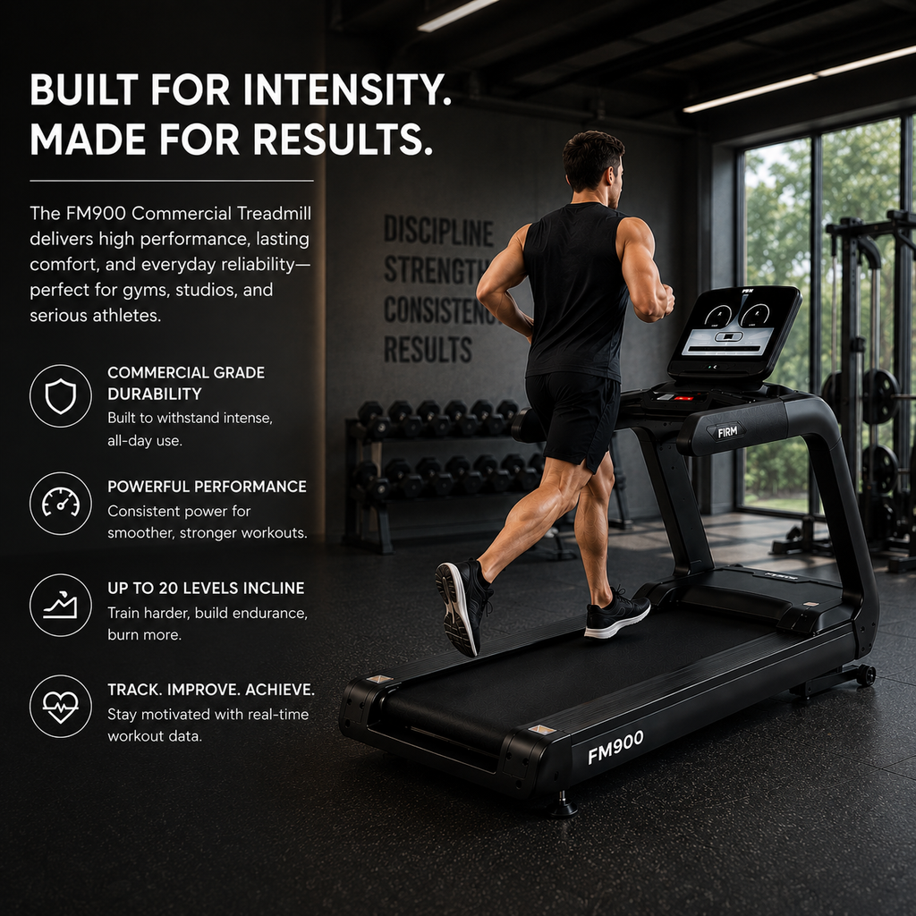 Firm FM900 Commercial Treadmill with 4.0/8.0 HP AC Motor & 20-Level Incline