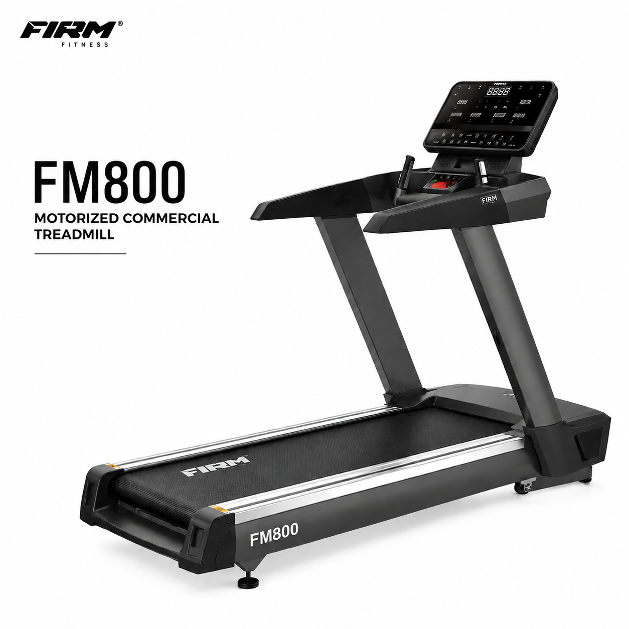 Firm FM800 Commercial Treadmill with 5/10 HP Motor & 15-Level Auto Incline
