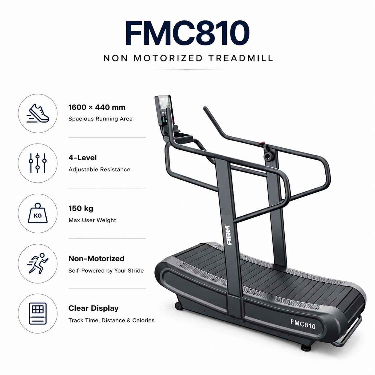 Firm FMC810 Non Motorised Treadmill with 4-Level Resistance System