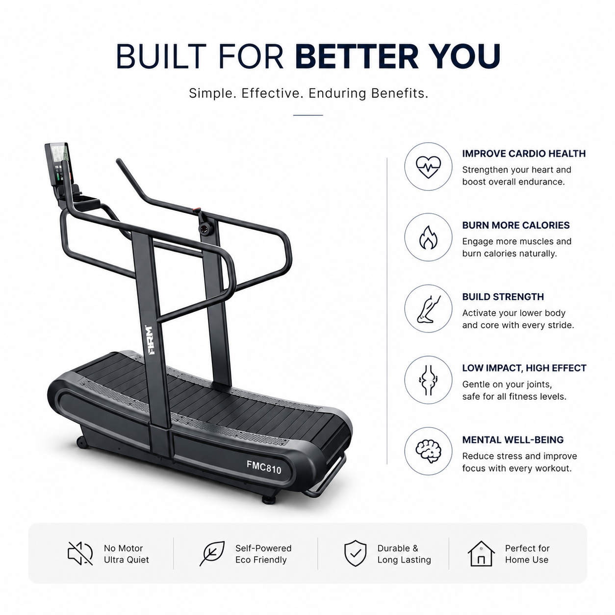 Firm FMC810 Non Motorised Treadmill with 4-Level Resistance System
