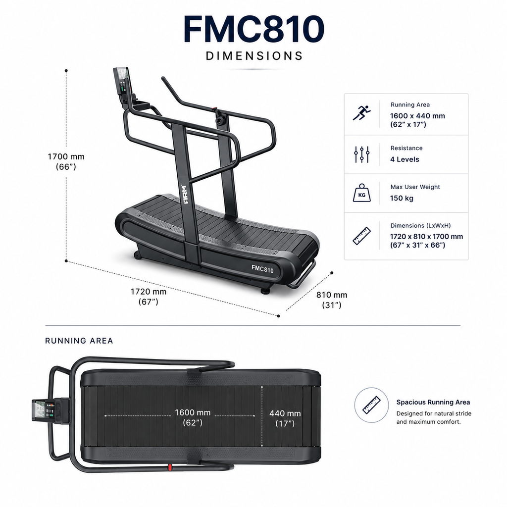 Firm FMC810 Non Motorised Treadmill with 4-Level Resistance System