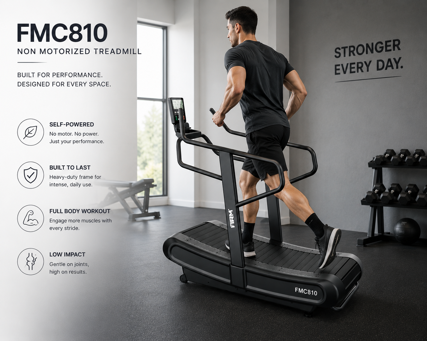Firm FMC810 Non Motorised Treadmill with 4-Level Resistance System