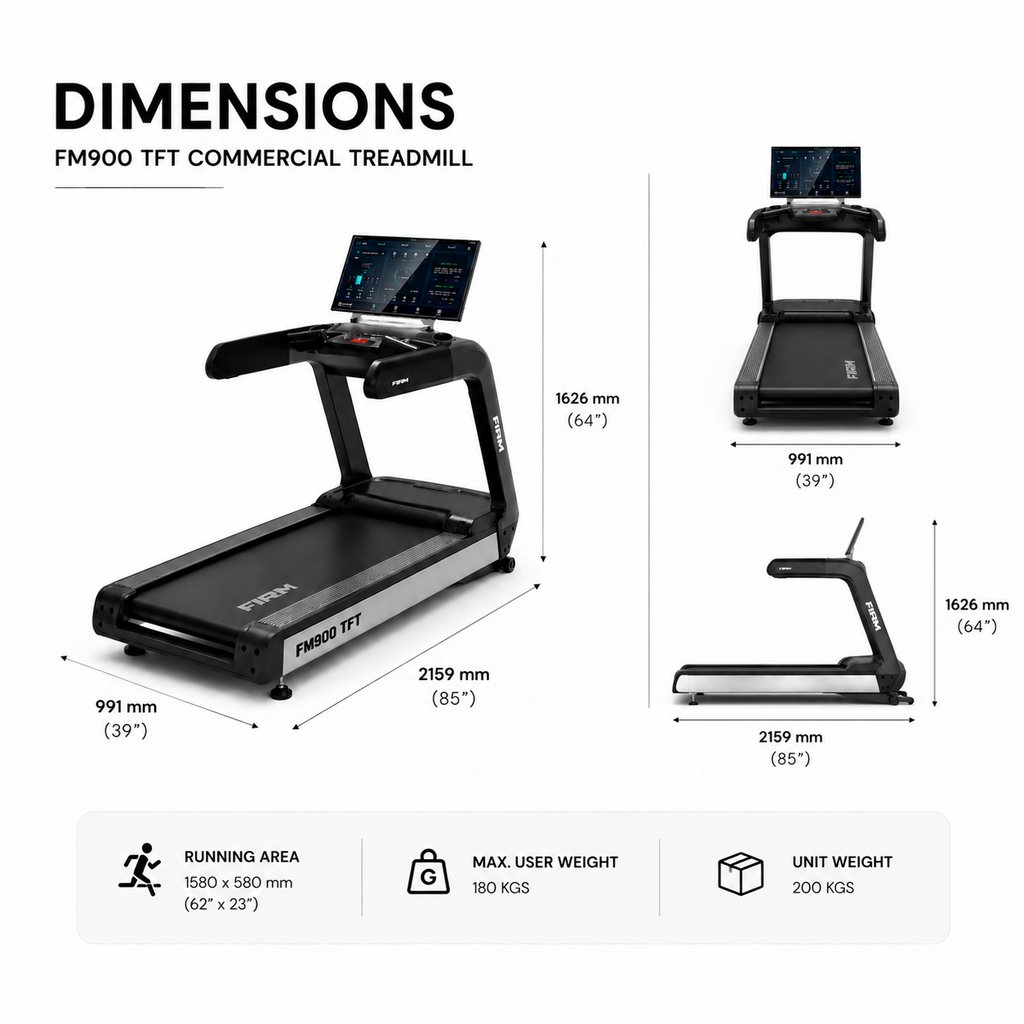 FIRM FM900TFT Commercial Treadmill with 32-Inch TFT Display & 4.0/8.0 HP AC Motor